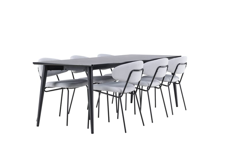Ellis Matgrupp 230 cm Rektangulär med 6 Chico stolar - Svart/Blå - Möbler - Matplats - Matgrupp & matbord med stolar