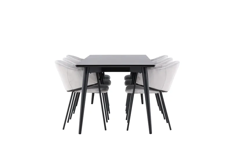 Ellis Matgrupp 230 cm Rektangulär med 6 Evelina stolar - Svart/Grå - Möbler - Matplats - Matgrupp & matbord med stolar