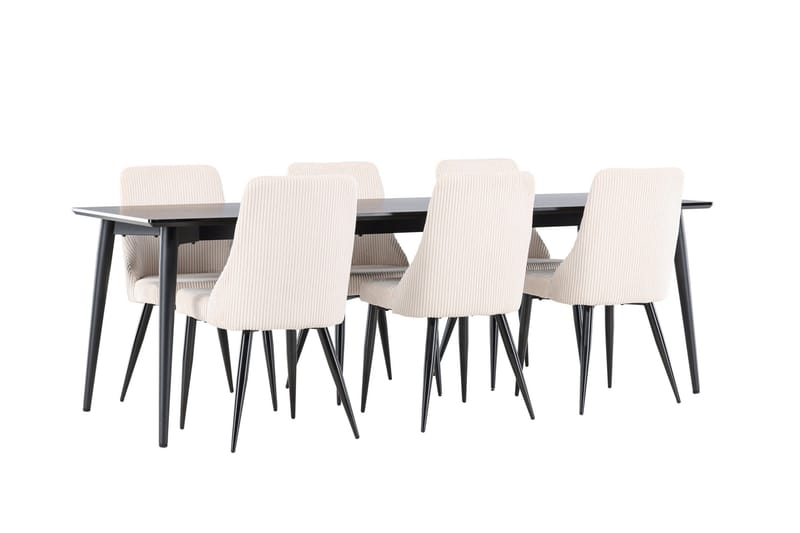 Ellis Matgrupp 230 cm Rektangulär med 6 Leone stolar - Svart/Beige - Möbler - Matplats - Matgrupp & matbord med stolar