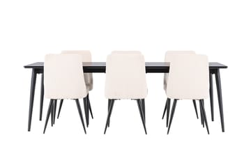 Ellis Matgrupp 230 cm Rektangulär med 6 Leone stolar - Svart/Beige - Möbler - Matplats - Matgrupp & matbord med stolar