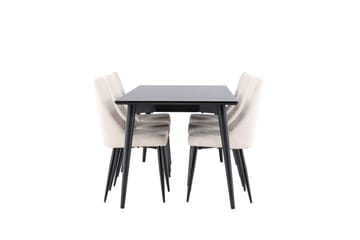 Ellis Matgrupp 230 cm Rektangulär med 6 Leone stolar - Svart/Beige - Möbler - Matplats - Matgrupp & matbord med stolar