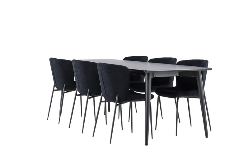 Ellis Matgrupp 230 cm Rektangul�är med 6 Modesto stolar - Svart/Svart - Möbler - Matplats - Matgrupp & matbord med stolar