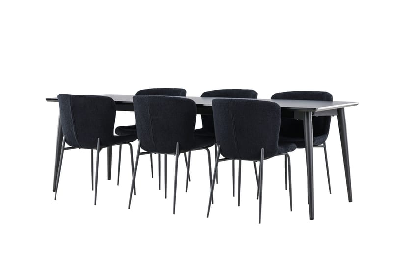 Ellis Matgrupp 230 cm Rektangulär med 6 Modesto stolar - Svart/Svart - Möbler - Matplats - Matgrupp & matbord med stolar
