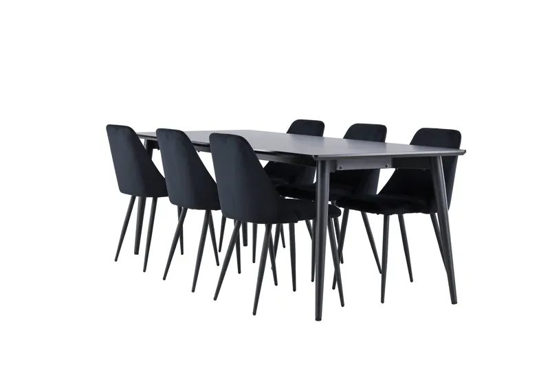 Ellis Matgrupp 230 cm Rektangulär med 6 Night stolar, Svart/Svart