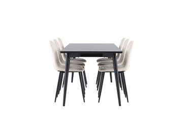 Ellis Matgrupp 230 cm Rektangulär med 6 Polar stolar - Svart/Beige - Möbler - Matplats - Matgrupp & matbord med stolar