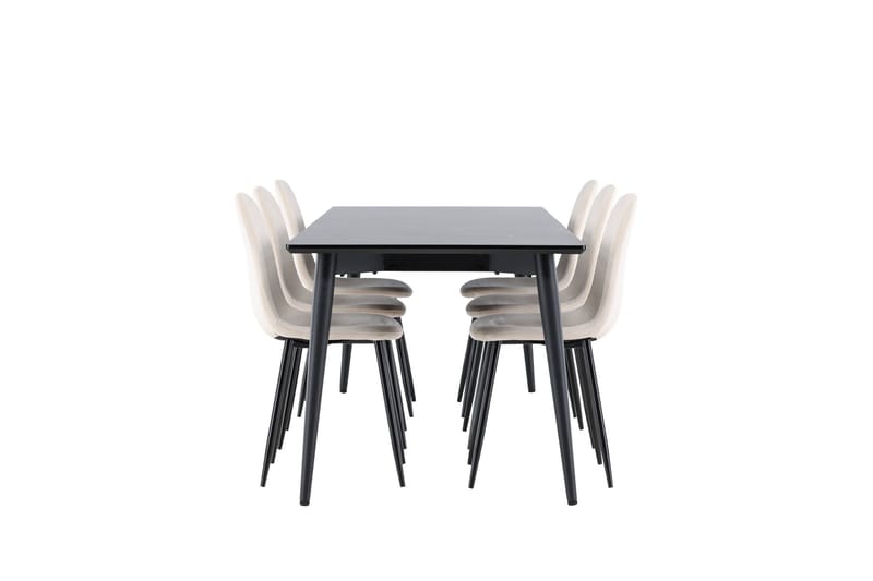 Ellis Matgrupp 230 cm Rektangulär med 6 Polar stolar - Svart/Beige - Möbler - Matplats - Matgrupp & matbord med stolar