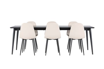 Ellis Matgrupp 230 cm Rektangulär med 6 Polar stolar - Svart/Beige - Möbler - Matplats - Matgrupp & matbord med stolar
