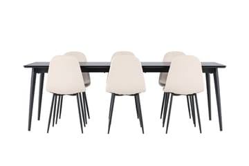 Ellis Matgrupp 230 cm Rektangulär med 6 Polar stolar - Svart/Beige - Möbler - Matplats - Matgrupp & matbord med stolar