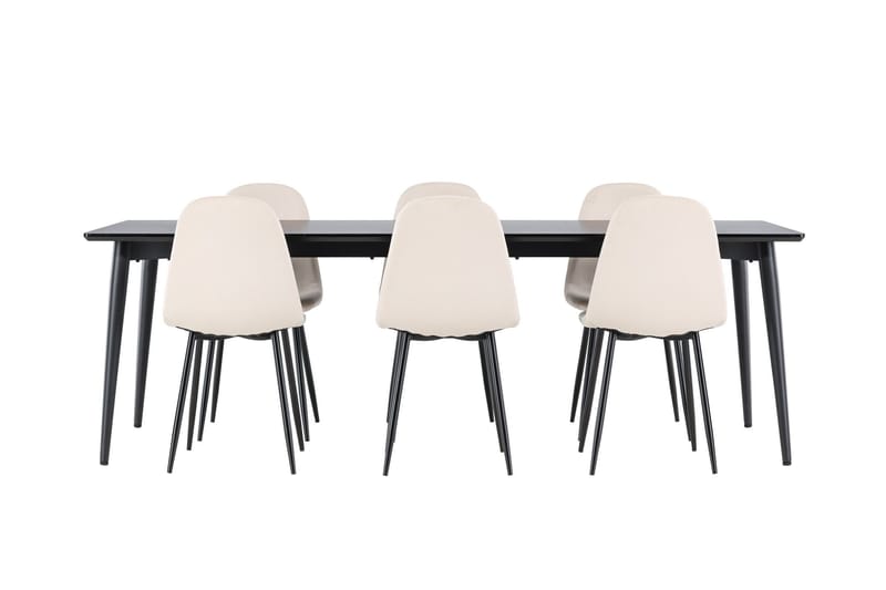 Ellis Matgrupp 230 cm Rektangulär med 6 Polar stolar - Svart/Beige - Möbler - Matplats - Matgrupp & matbord med stolar