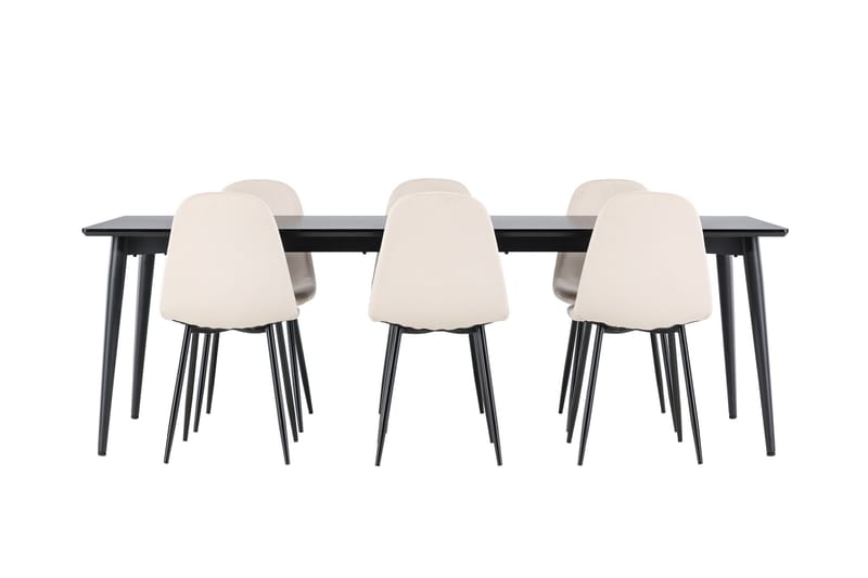 Ellis Matgrupp 230 cm Rektangulär med 6 Polar stolar - Svart/Beige - Möbler - Matplats - Matgrupp & matbord med stolar