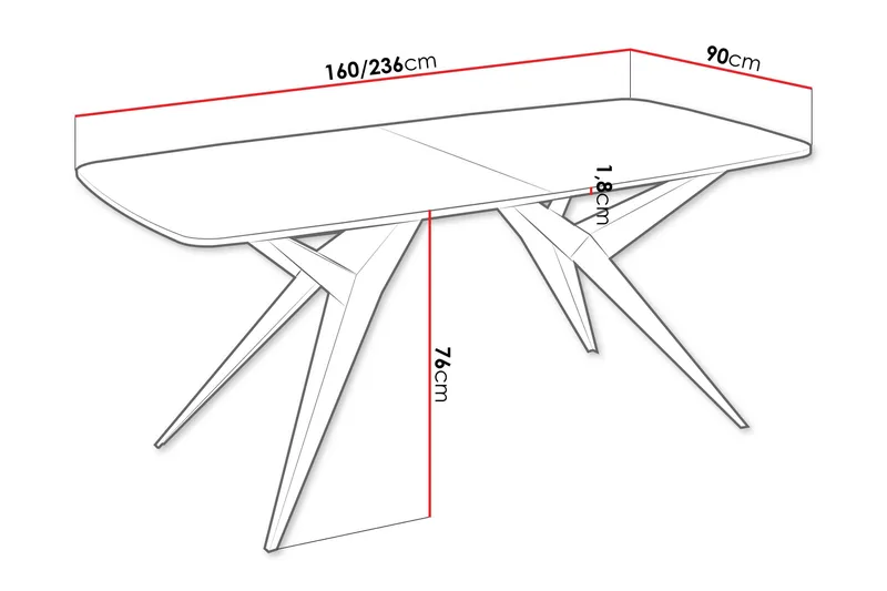 Elvora Matbord 160 cm Rektangulär - Vit/Svart - Möbler - Matplats - Matbord & köksbord