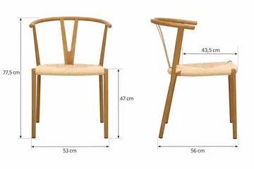 Elysia Matstol & Köksstol med Armstöd och Flätad Sits i Metall med Ekutseende - Natur - Möbler - Matplats - Matstol & köksstol