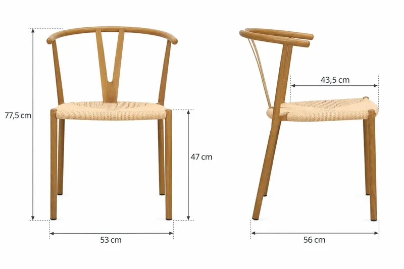 Elysia Matstol & Köksstol med Armstöd och Flätad Sits i Metall med Ekutseende - Natur - Möbler - Matplats - Matstol & köksstol
