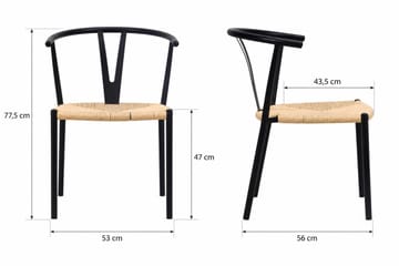 Elysia Matstol & Köksstol med Armstöd och Flätad Sits i Metall - Svart - Möbler - Matplats - Matstol & köksstol