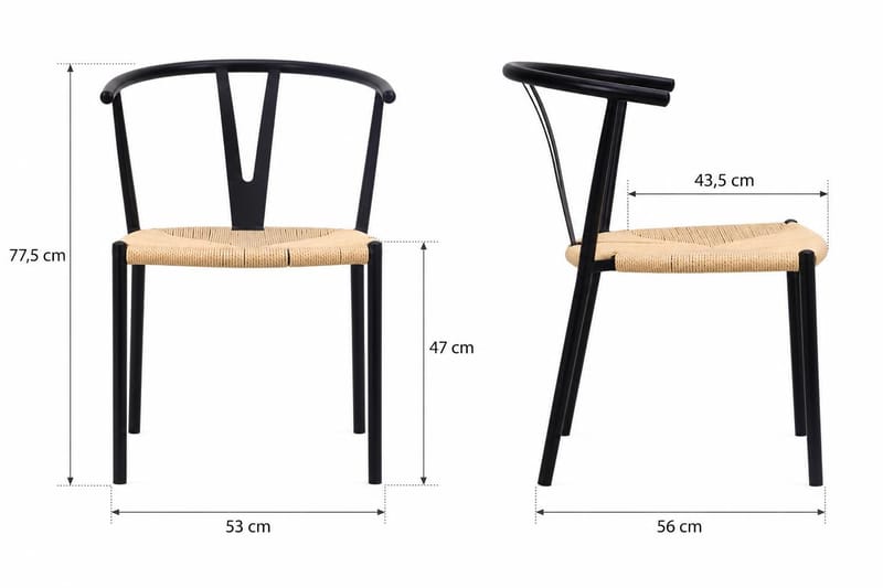 Elysia Matstol & Köksstol med Armstöd och Flätad Sits i Metall - Svart - Möbler - Matplats - Matstol & köksstol