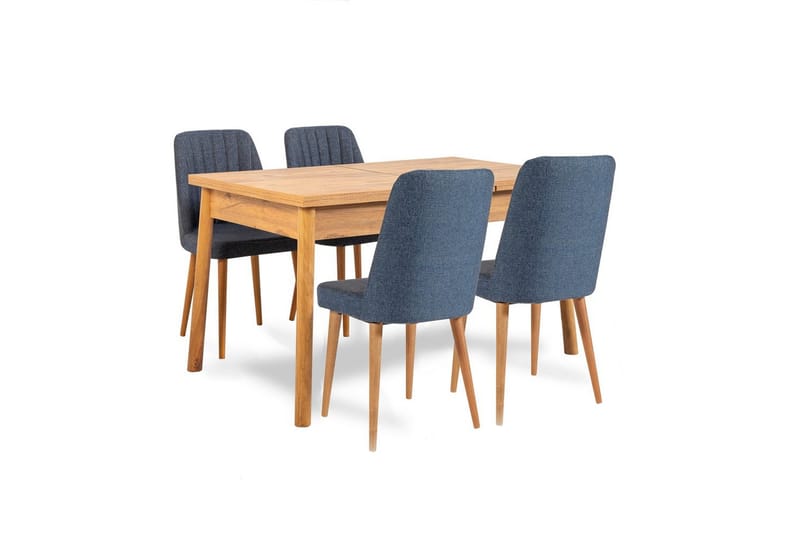 Ergene Matgrupp 120 cm Rektangulär - Natur/Blå - Möbler - Matplats - Matgrupp & matbord med stolar