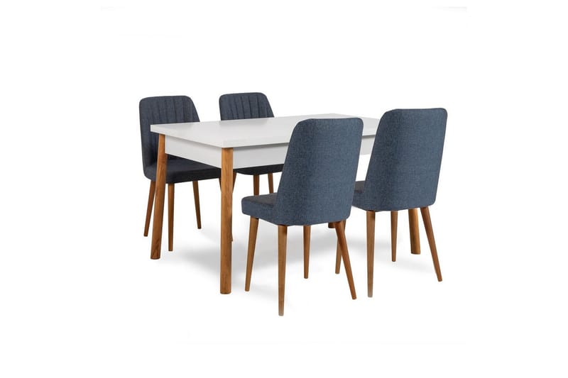 Ergene Matgrupp 120 cm Rektangulär - Natur/Marinblå - Möbler - Matplats - Matgrupp & matbord med stolar