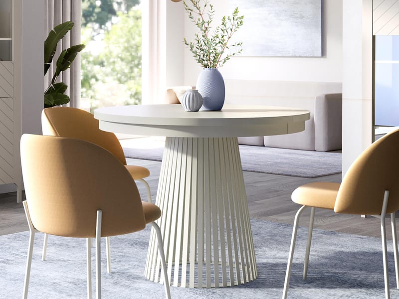 Erylan Matbord rund förlängningsbart 100-180 cm - Beige - Möbler - Matplats - Matbord & köksbord