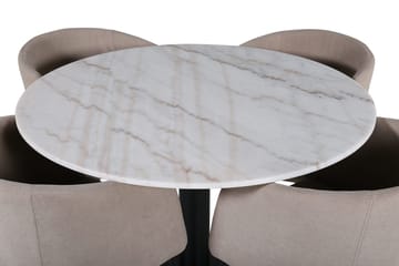 Estelle Matbord 106 cm Runt Marmor med 4 Berit Karmstol med Armstöd - Möbler - Matplats - Matgrupp & matbord med stolar