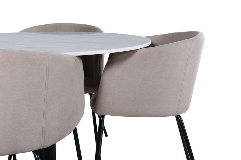 Estelle Matbord 106 cm Runt Marmor med 4 Berit Karmstol med Armstöd - Möbler - Matplats - Matgrupp & matbord med stolar