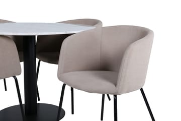 Estelle Matbord 106 cm Runt Marmor med 4 Berit Karmstol med Armstöd - Möbler - Matplats - Matgrupp & matbord med stolar