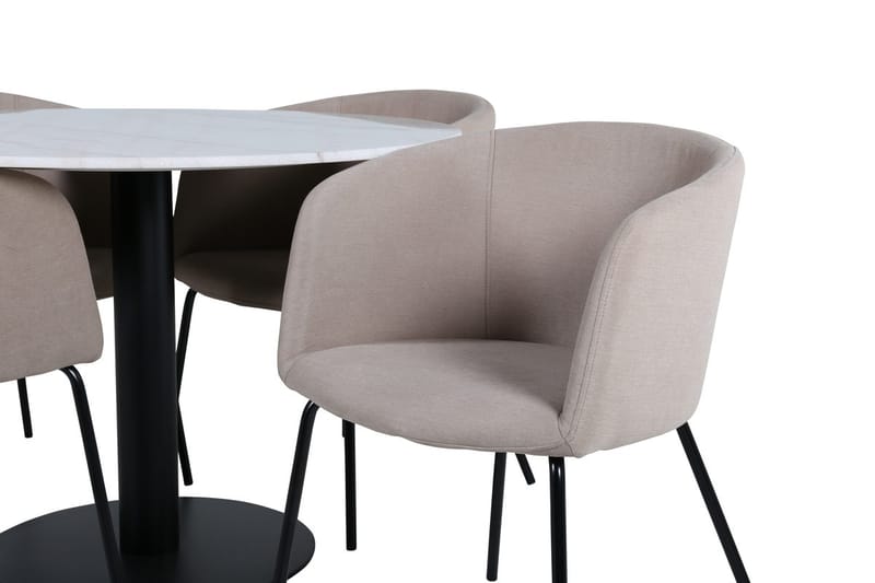Estelle Matbord 106 cm Runt Marmor med 4 Berit Karmstol med Armstöd - Möbler - Matplats - Matgrupp & matbord med stolar