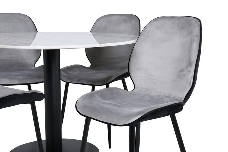 Estelle Matbord 106 cm Runt Marmor med 4 Emma Matstol - Möbler - Matplats - Matgrupp & matbord med stolar