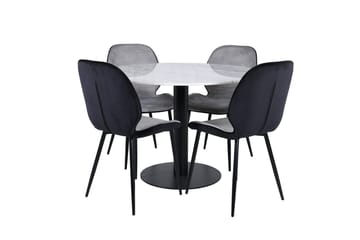 Estelle Matbord 106 cm Runt Marmor med 4 Emma Matstol - Möbler - Matplats - Matgrupp & matbord med stolar