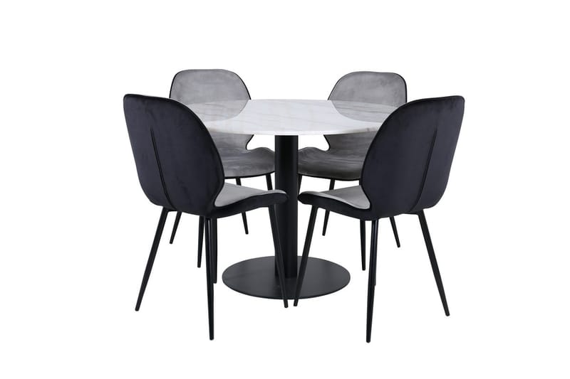 Estelle Matbord 106 cm Runt Marmor med 4 Emma Matstol - Möbler - Matplats - Matgrupp & matbord med stolar
