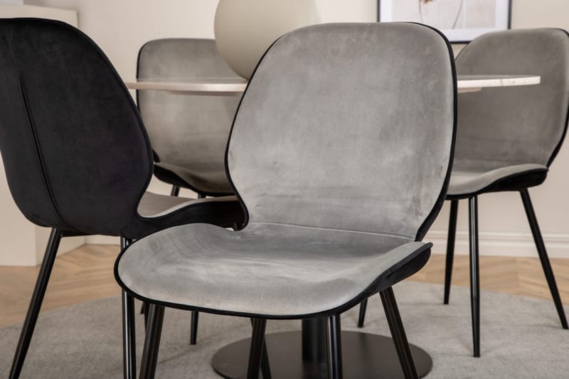 Estelle Matbord 106 cm Runt Marmor med 4 Emma Matstol - Möbler - Matplats - Matgrupp & matbord med stolar