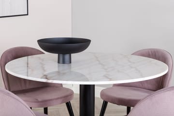Estelle Matbord 106 cm Runt Marmor med 4 Velvet Matstol Manchester - Möbler - Matplats - Matgrupp & matbord med stolar
