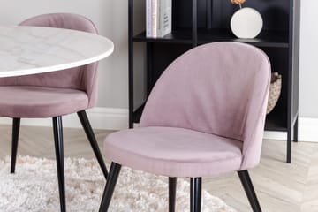 Estelle Matbord 106 cm Runt Marmor med 4 Velvet Matstol Manchester - Möbler - Matplats - Matgrupp & matbord med stolar