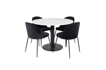 Estelle Matbord 106 cm Runt Marmor med 4 Wrinkles Matstol - Möbler - Matplats - Matgrupp & matbord med stolar