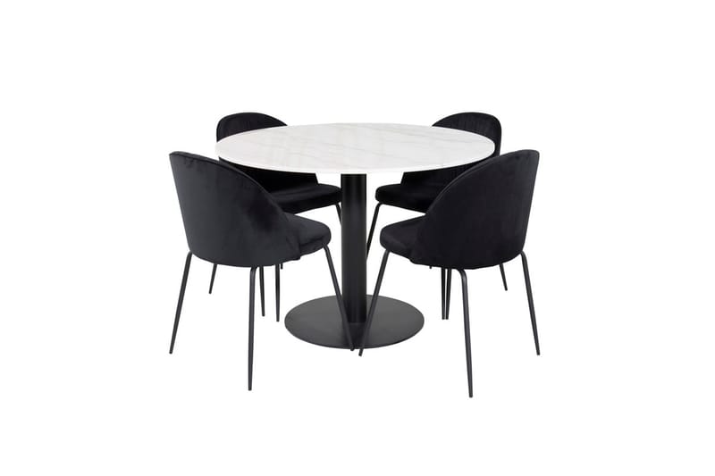Estelle Matbord 106 cm Runt Marmor med 4 Wrinkles Matstol - Möbler - Matplats - Matgrupp & matbord med stolar