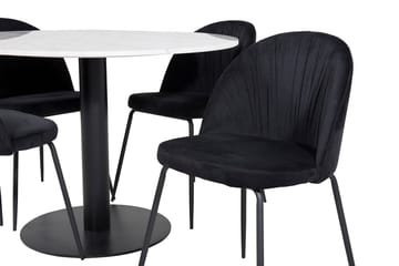 Estelle Matbord 106 cm Runt Marmor med 4 Wrinkles Matstol - Möbler - Matplats - Matgrupp & matbord med stolar