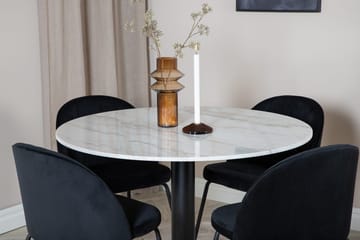 Estelle Matbord 106 cm Runt Marmor med 4 Wrinkles Matstol - Möbler - Matplats - Matgrupp & matbord med stolar