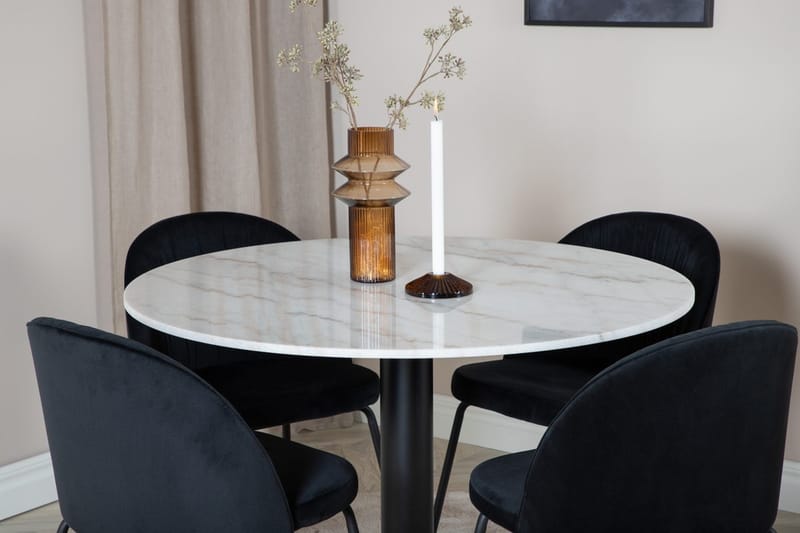 Estelle Matbord 106 cm Runt Marmor med 4 Wrinkles Matstol - Möbler - Matplats - Matgrupp & matbord med stolar