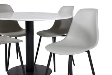 Estelle Matbord 106 cm Runt Marmor med 4 Polar Matstol - Möbler - Matplats - Matgrupp & matbord med stolar