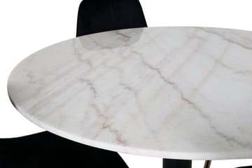 Estelle Matbord 106 cm Runt Marmor med 4 Polar Köksstol Sammet - Möbler - Matplats - Matgrupp & matbord med stolar