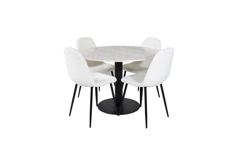 Estelle Matbord 106 cm Runt Marmor med 4 Polar Matstol - Möbler - Matplats - Matgrupp & matbord med stolar