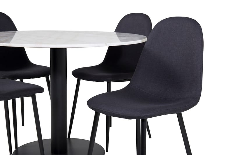 Estelle Matbord 106 cm Runt Marmor med 4 Polar Matstol - Möbler - Matplats - Matgrupp & matbord med stolar