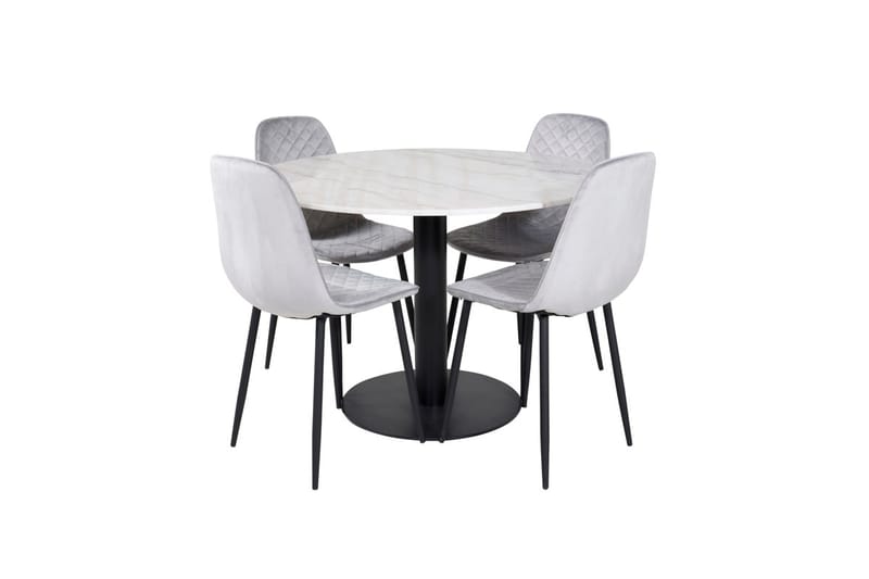 Estelle Matbord 106 cm Runt Marmor med 4 Polar Matstol - Möbler - Matplats - Matgrupp & matbord med stolar