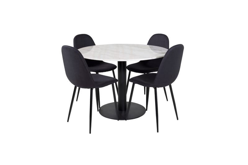 Estelle Matbord 106 cm Runt Marmor med 4 Polar Matstol - Möbler - Matplats - Matgrupp & matbord med stolar