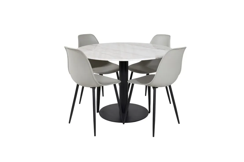 Estelle Matbord 106 cm Runt Marmor med 4 Polar Matstol - Möbler - Matplats - Matgrupp & matbord med stolar