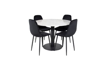 Estelle Matbord 106 cm Runt Marmor med 4 Polar Matstol - Möbler - Matplats - Matgrupp & matbord med stolar