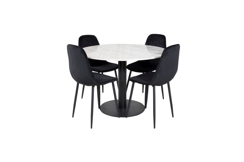 Estelle Matbord 106 cm Runt Marmor med 4 Polar Matstol - Möbler - Matplats - Matgrupp & matbord med stolar