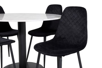 Estelle Matbord 106 cm Runt Marmor med 4 Polar Matstol - Möbler - Matplats - Matgrupp & matbord med stolar