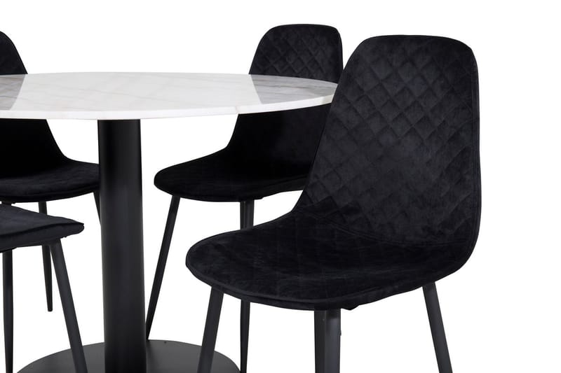 Estelle Matbord 106 cm Runt Marmor med 4 Polar Matstol - Möbler - Matplats - Matgrupp & matbord med stolar