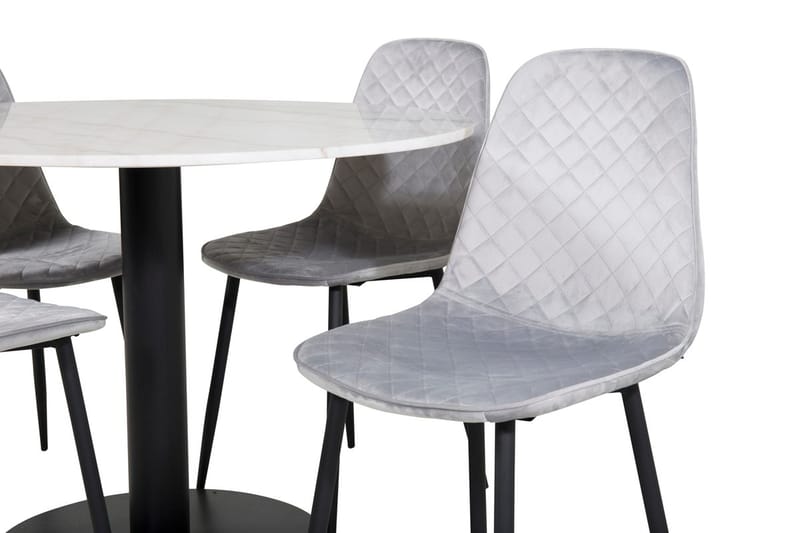 Estelle Matbord 106 cm Runt Marmor med 4 Polar Matstol - Möbler - Matplats - Matgrupp & matbord med stolar