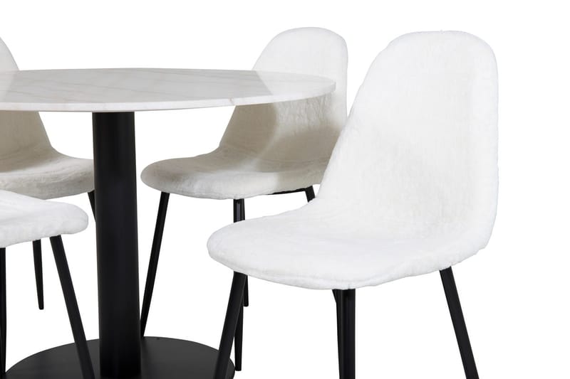 Estelle Matbord 106 cm Runt Marmor med 4 Polar Matstol - Möbler - Matplats - Matgrupp & matbord med stolar